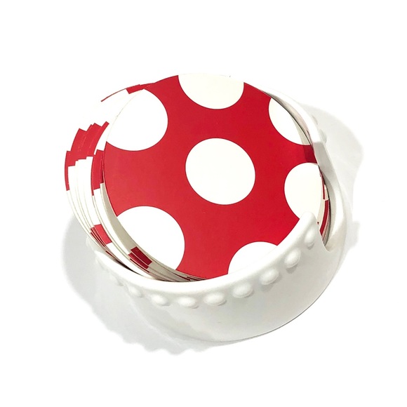 Set of coasters in white ceramic holder - Picture 4 of 5